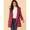 INSPIRE CHIC Women's Shawl Collar Check Belted Wrap Plaid Coat with Pockets - 2 of 4