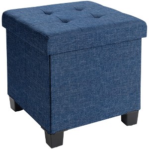 Ornavo Home 15 Inch Square Linen Storage Ottoman with Legs - 1 of 4