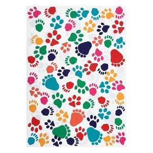 5 x7 Animal Paw Print Washable Area Rug - Non-Slip Soft Indoor Carpet for Living Room, Bedroom & Dining Room - 1 of 4