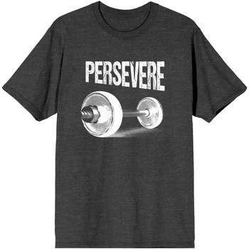 Gym Culture Barbell "Persevere" Unisex Adult's Charcoal Heather Gray Graphic Tee