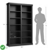 6-Tier 74.5" Tall Bookshelf with Double Storage Extra Large Bookshelf Double Wide Bookshelves w/ 12 Cubbies - 3 of 4