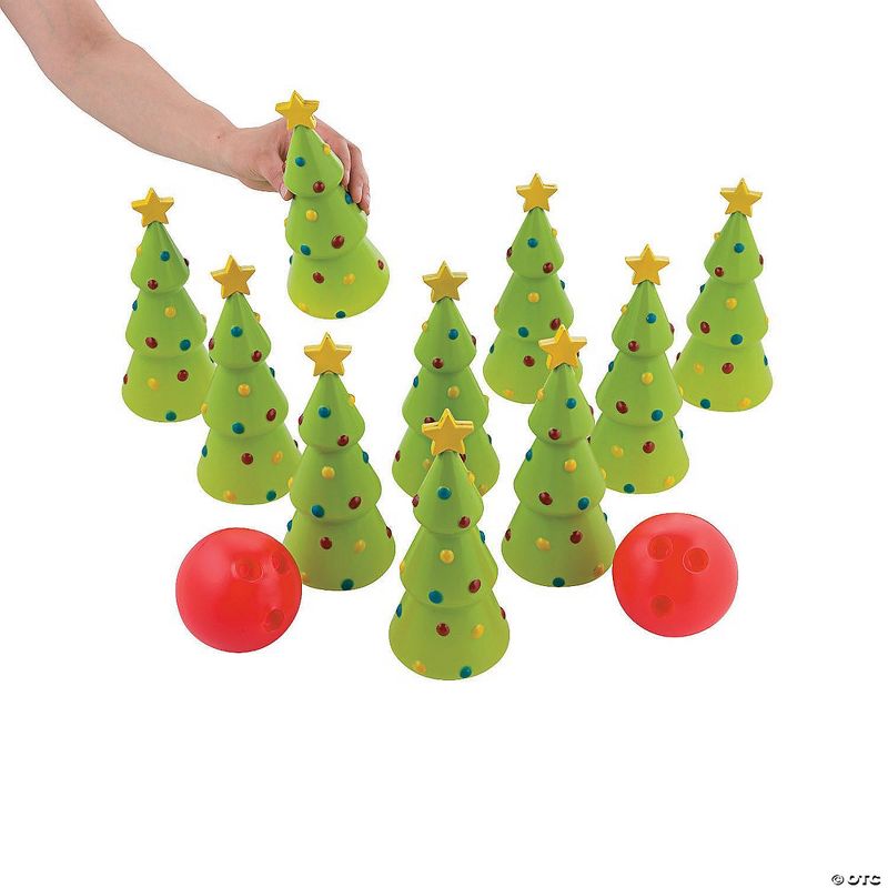 Fun Express Holiday Christmas Bowling Game Set Includes 10 pins and 2 balls Christmas Party Games, 2 of 3
