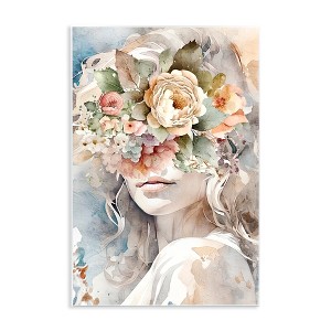 Stupell Industries Floral Portrait of Girl Wall Plaque Art, 13" x 19" - 1 of 4