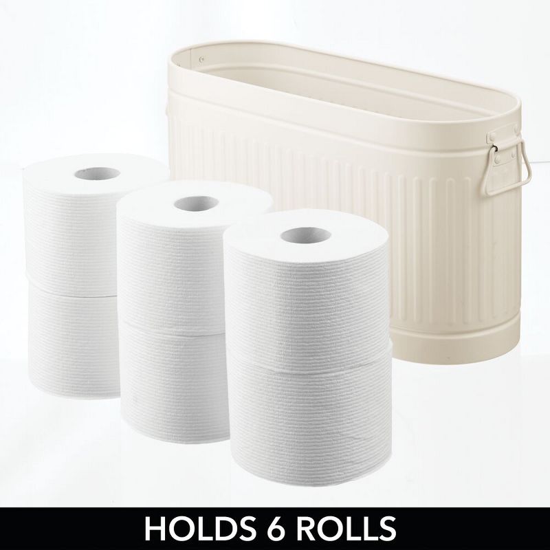 mDesign Large Steel Toilet Paper 6-Roll Bathroom Organizer Bin Box, 3 of 8