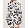 BLUEMING Womens Collar V Neck Striped Shirts Button Down Long Lantern Sleeves Tunic Mini Shirt Dress with Belt - 4 of 4