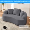 Mjkone Minimalist Curved Loveseat Sofa Couch,Chenille Upholstered 2-Seater Sofa with 3 Pillows,No Assembly Required - 4 of 4