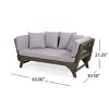 65'' Convertible Patio Sofa Daybed with Acacia Wood Frame,Outdoor Lounge Chair with Water Resistant Cushions-Maison Boucle - 3 of 4