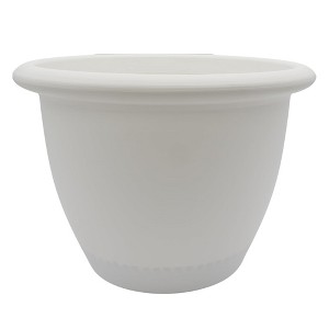 The HC Companies Sevilla Round Self-Watering Pot, Plastic Classic Planter with Internal Disk for Indoor and Outdoor Plants, 16 Inch, White - 1 of 3