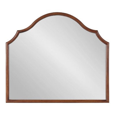 Leanna Walnut Brown Arched Wood Wall Mirror, 32" x 28"
