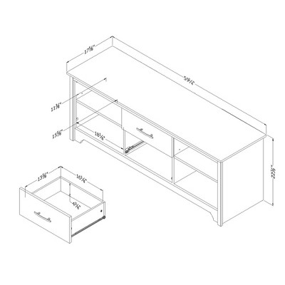 Gray Oak 60" TV Stand with Adjustable Shelves and Drawers