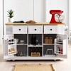 53" Rolling Kitchen Island Cart with Drop Leaf, Outlet, Internal Storage Racks, 5 Wheels, Large Farmhouse Kitchen Storage Cabinet, Kitchen Cabinets - 2 of 4