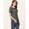 INSPIRE CHIC Women's Vintage Peter Pan Collar Contrast Puff Short Sleeve Blouse - 3 of 4