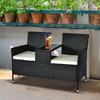 Outsunny Patio Wicker Conversation Furniture Set, Outdoor Garden Rattan 2-Seater Chair, Modern Loveseat w/ Cushions & Tempered Glass Top Coffee Table - 2 of 4