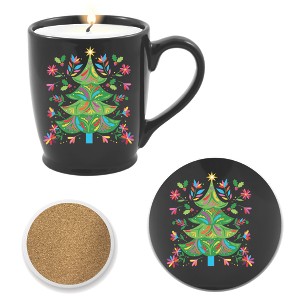 Courtside Market CM Festive Christmas Tree Morning Candle Mug & Ceramic Coaster Set - 1 of 1