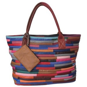 Amerileather Rozaly Leather Handbag – Puffy Patched Lambskin Design with Sculpted Texture and Artistic Modern Flair - 1 of 4