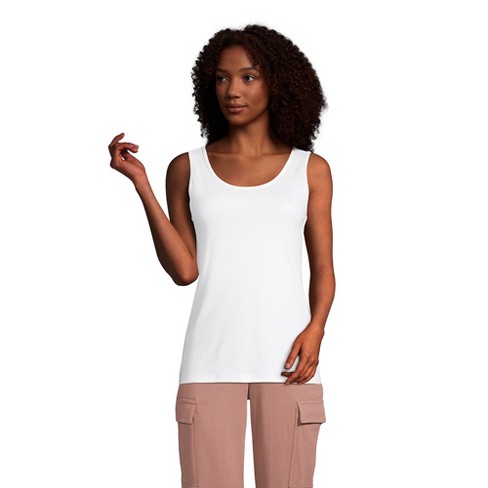 Lands' End Women's Petite Cotton Tank Top - Large - White : Target