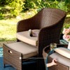 5pc Rattan Conversation Set with Chairs, Ottomans & Storage Side Table - Captiva Designs: Powder-Coated Steel Frame, Fade-Resistant - 4 of 4