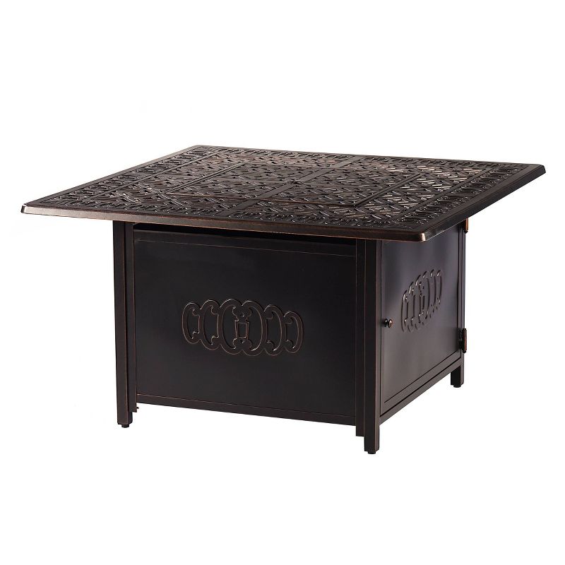 42" Square Aluminum 55000 BTUs Propane Ornate Fire Table with 2 Covers - Oakland Living
, 2 of 9