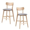 DOMETOUR Modern Wooden Bar Chairs Set of 2 Soft Upholstered Kitchen Island Chairs Counter Height Stool with Backrest for Pub Restaurant - 3 of 4