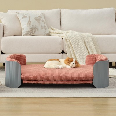 LAOTIES 33'' Scandinavian Cat Bed,Pet Sofa For Indoor Cats With Washable Removable Mattress
