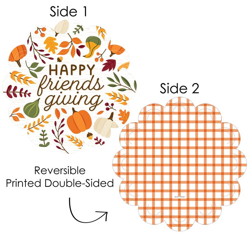 Big Dot of Happiness Fall Friends Thanksgiving - Friendsgiving Party Round Table Decorations - Paper Chargers - Place Setting For 12, 3 of 9