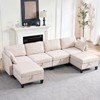 Mjkone Flexible Combination Reversible 4-Seater Modular Sofa with Storage Ottomans,Linen Rivet Design Convertible Sleeper Sofa - 4 of 4
