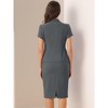 INSPIRE CHIC Women's Short Sleeve Blazer Jacket Pencil Skirt Business Suit Set 2 Pcs - 4 of 4
