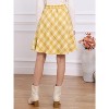 Women's Vintage Plaid A-Line Skirt - Tartan Knee Length Skirt with Elastic Waist Yellow - 4 of 4