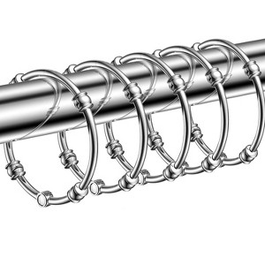 Home Mart Goods 12 Piece Set - Round Circle Bracelet Chrome Heavy Duty Shower Curtain Hooks Rings Rustproof Metal - 1 of 4