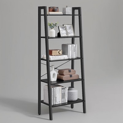 Ladder Shelf, 5-Tier Bookshelf, Storage Rack, Bookcase with Steel Frame, for Living Room, Home Office, Kitchen, Bedroom, Industrial Style