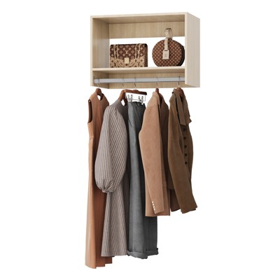ROOMTEC  Tall Hanging Closet, Modular Closet System with Hanging Rod, Customizable Clothes Storage for Bedroom or Walk-in Closet