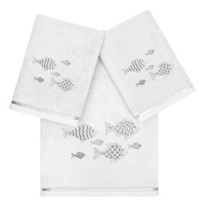 Linum Home Textiles 100% Turkish Cotton FIGI Embellished Towel Set - 1 of 4
