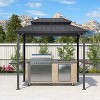 PURPLE LEAF Hardtop Grill Gazebo for Patio Permanent Aluminum Barbeque Shelter Gazebo with Ceiling Hook and Shelves Grey Outdoor BBQ Gazebo - 3 of 4