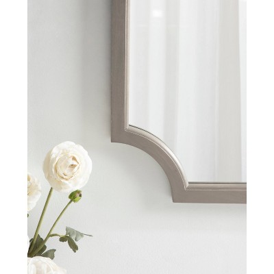 Graywash Solid Wood Scallop Farmhouse Vanity Mirror 24" x 36"