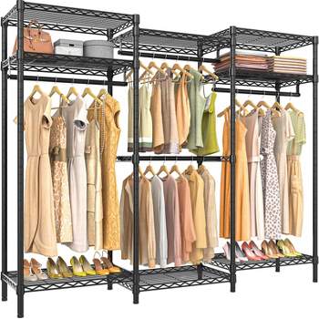 HOMCOM Portable Wardrobe Closet, Folding Bedroom Armoire, Clothes Storage Organizer with Cube Compartments, Hanging Rod, Magnet Doors, White