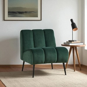 Mshliw 24.4" Set of 1 Velvet Armless Accent Chair with Metal Legs, Modern Upholstered Lounge Side Chair for Bedroom, Living Room, or Office - 1 of 4