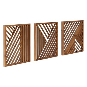 Kate & Laurel All Things Decor 3pc Barreda Wood Wall Art Set Natural - 1 of 4