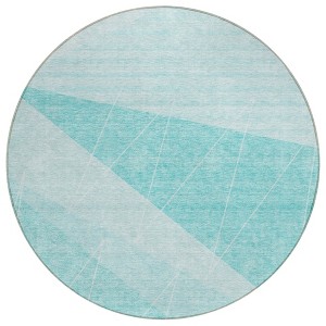 Teal Blue Aqua And Ivory Geometric Washable Indoor Outdoor Area Rug - 1 of 4