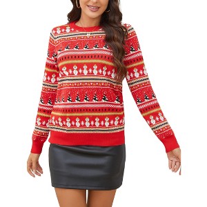 Clearlove Christmas Sweaters Xmas Family Matching Sweater Knit Pullover Crew Neck Long Sleeve for Women - 1 of 4