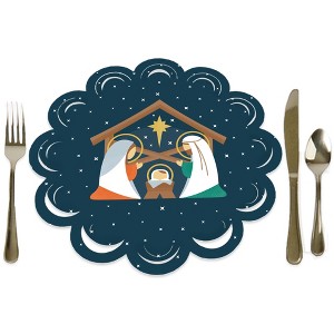 Big Dot of Happiness Holy Nativity - Manger Scene Religious Christmas Round Table Decorations - Paper Chargers - Place Setting For 12 - 1 of 4