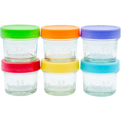 WeeSprout Glass Baby Food Storage Jars with Lids, Reusable Small Containers, 4 oz, 6 Pack