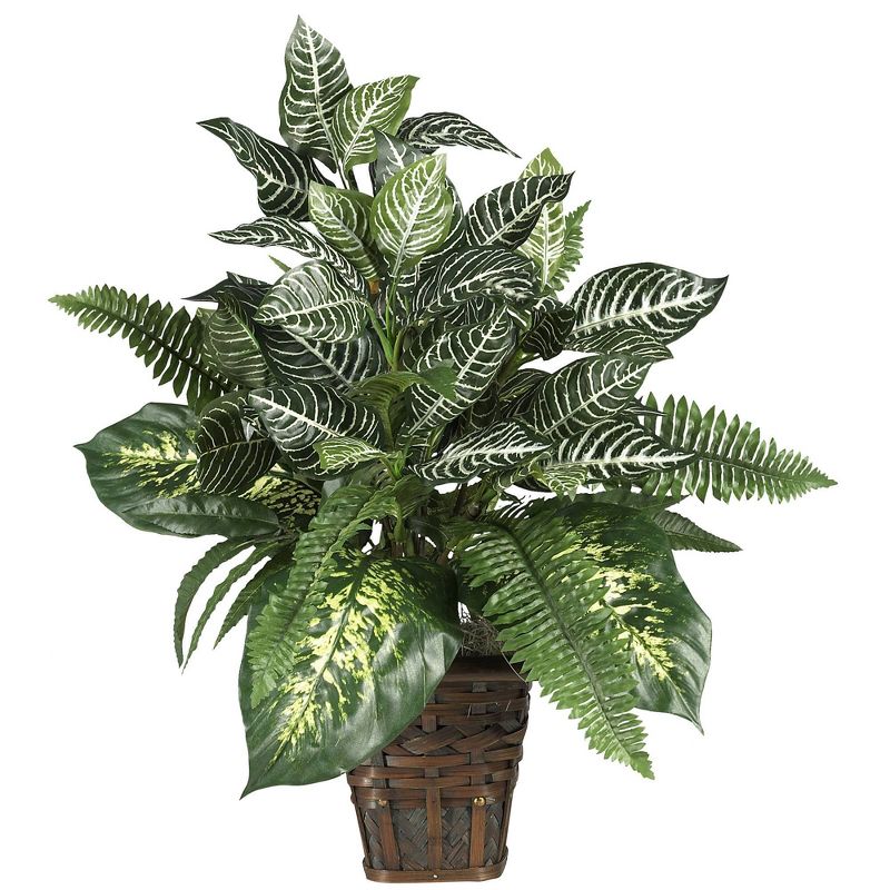 26&#34; x 26&#34; Artificial Zebra Plant with Wicker Pot - Nearly Natural, 1 of 7