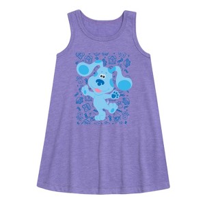 Girls' - Blue's Clues & You! - Blue Waves Hello Graphic Sleeveless Aline Dress - 1 of 2