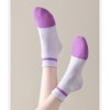 Anna-Kaci 4 Pairs Women's Seamless Cotton Ankle Socks Breathable Stretch Ribbed Cuff in Assorted Color Block Design - 4 of 4
