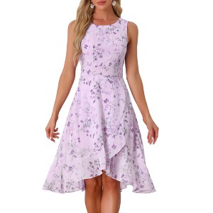 Chic High Neck Ruffle White Flower Dress