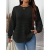 Women's Plus Size Basic Crewneck Sweatshirt Soft & Comfortable Casual Pullover Cozy Warm Winter Fashion Top - 3 of 4