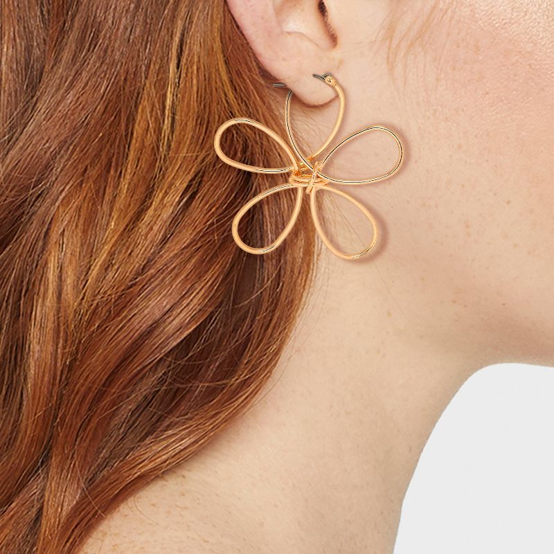 Wire Flower Hoop Earrings - Wild Fable&#8482; Gold, 3 of 7