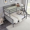 NicBex Bunk Bed,Wood Bunk Bed Frame with Ladder and High Guardrail,Twin Size Bed Frame for Kids Teens,No Box Spring Needed - 3 of 4