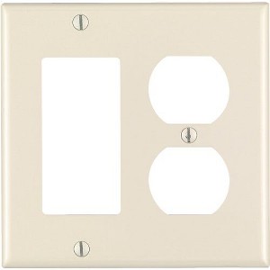 Leviton 2-Gang Smooth Plastic Single Rocker/Duplex Outlet Wall Plate, Light Almond - 1 of 1