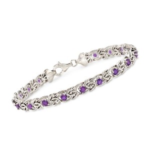 Ross-Simons 1.80 ct. t.w. Amethyst Byzantine Bracelet in Sterling Silver Size 7 - 1 of 3